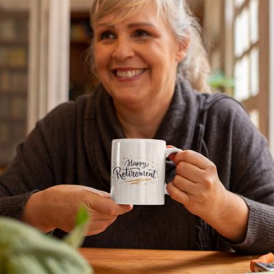 Personalised Happy Retirement Gold Stars Mug