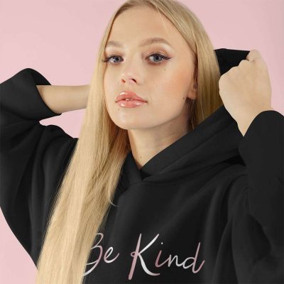 Be Kind Metallic Pink Print Hoodie