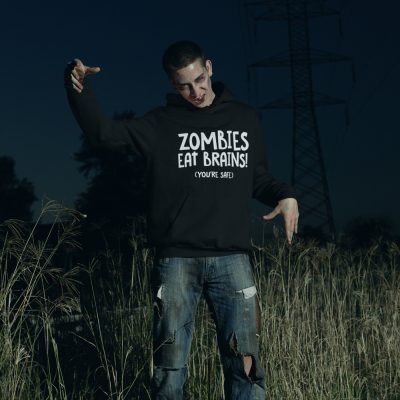 Zombies Eat Brains, You're Safe Personalised Hoodie