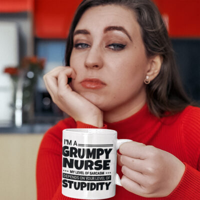 grumy and sarcastic nurse personalised mug