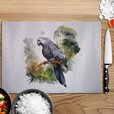 Personalised Watercolour African Grey Parrot Art