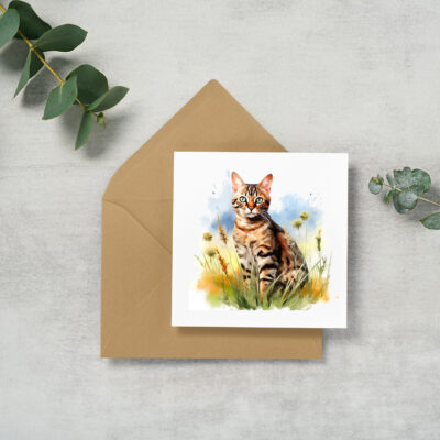 Personalised Watercolour Bengal Cat Art