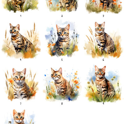 Personalised Watercolour Bengal Cat Art