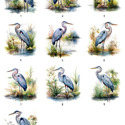 Personalised Watercolour Blue Heron Art