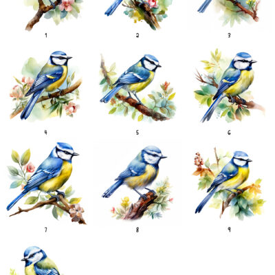 Personalised Watercolour Blue Tit Bird Art