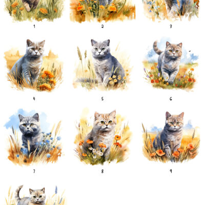 Personalised Watercolour British Shorthair Cat Art