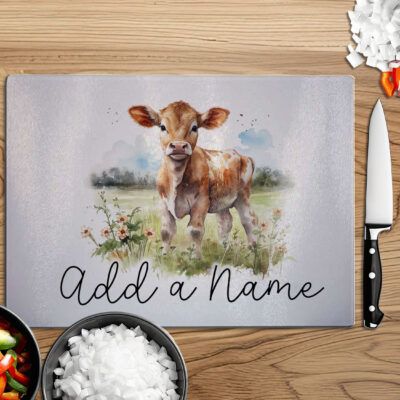 Personalised Watercolour Calf Baby Cow