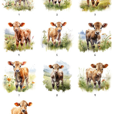 Personalised Watercolour Calf Baby Cow