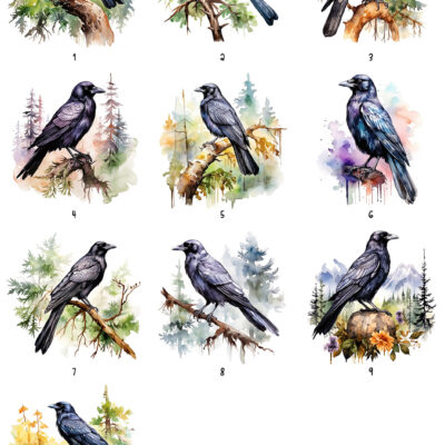 Personalised Watercolour Crow Art